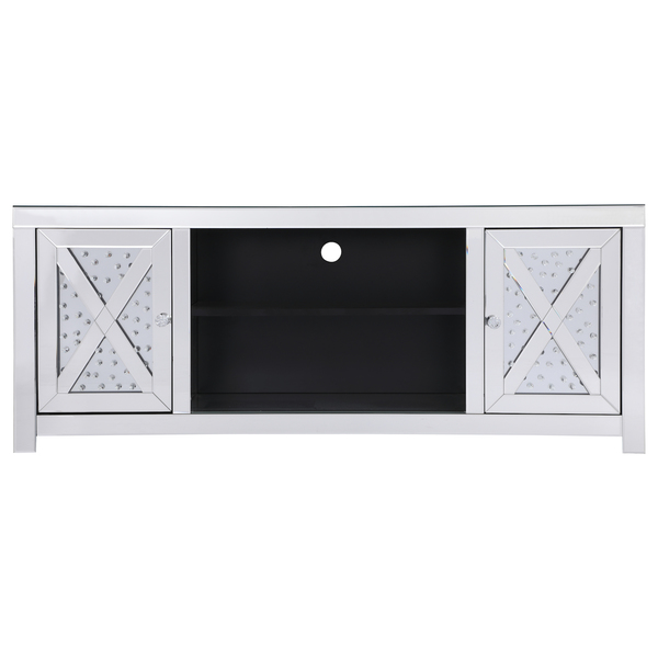 Elegant Decor 59 In. Crystal Mirrored Tv Stand MF9904
